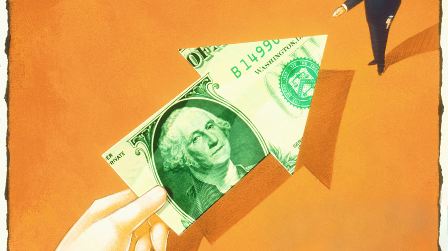 ssp-ensuring-payment-CONTENT-2020 Illustration of a $1 bill folded like an arrow