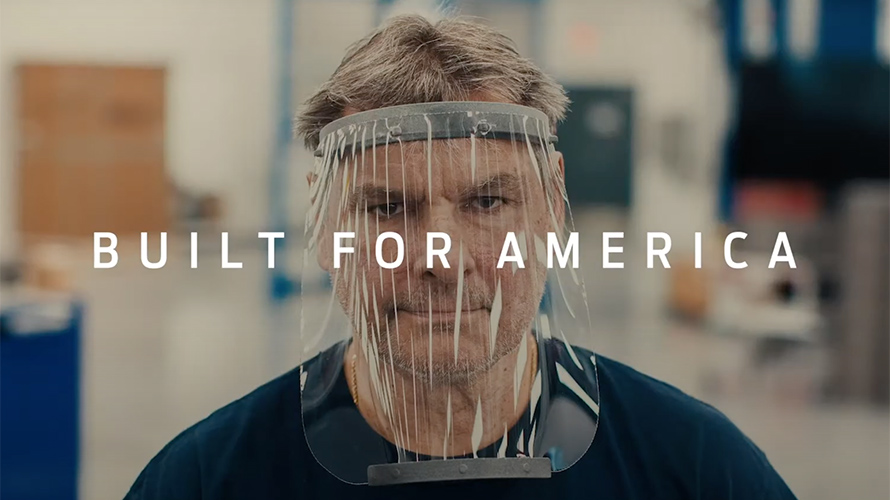 ford-built-for-america-content-2020 A man wearing a face shield