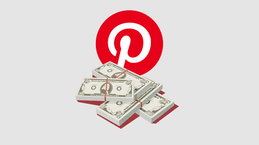 pinterest-q1-earnings-CONTENT-2020 pinterest logo with a stack of dollars underneath