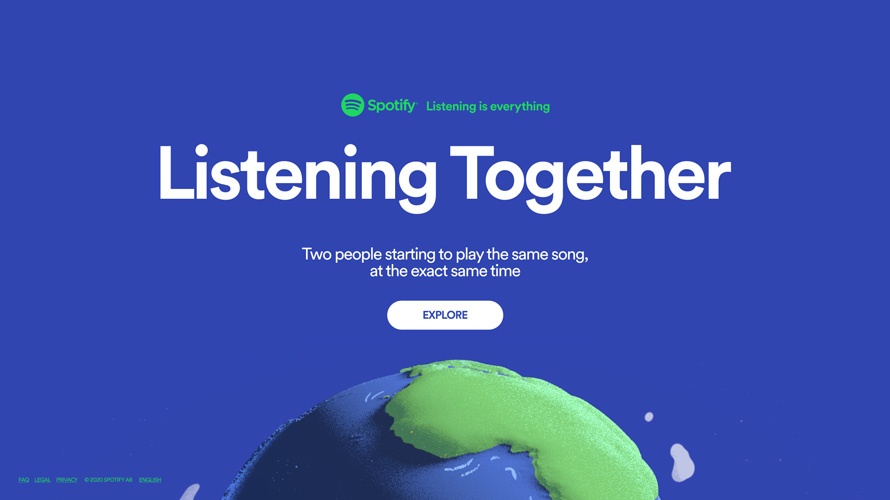 text that says listening together with the top of a globe at the bottom