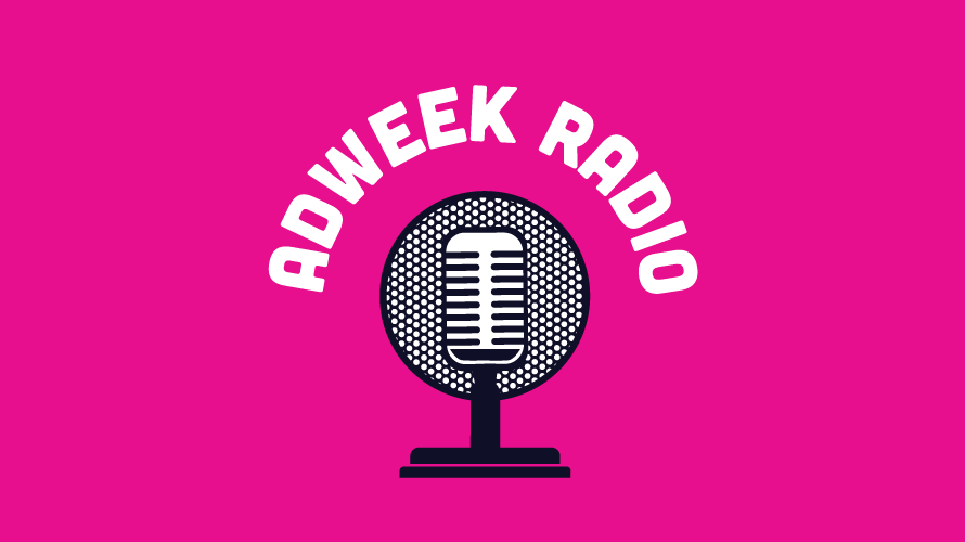 adweek-radio-CONTENT-2020-parental pink background with a microphone that says adweek radio