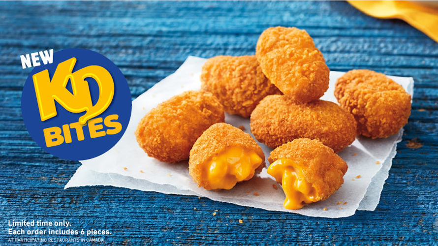 burger-king-kraft-dinner-bites-CONTENT-2020 a chicken nugget with mac and cheese inside