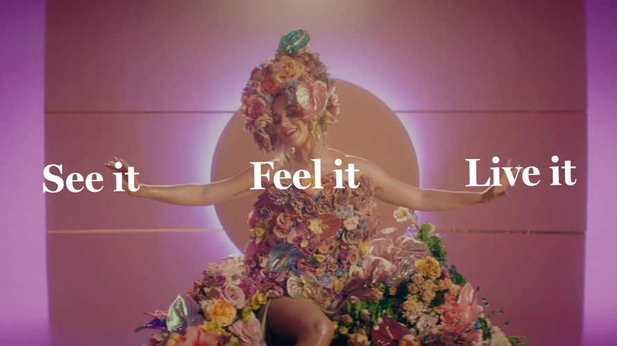 vevo-newfronts-CONTENT-2020 Screenshot of NewFronts presentation with the words 'See it, Feel it, Live it'