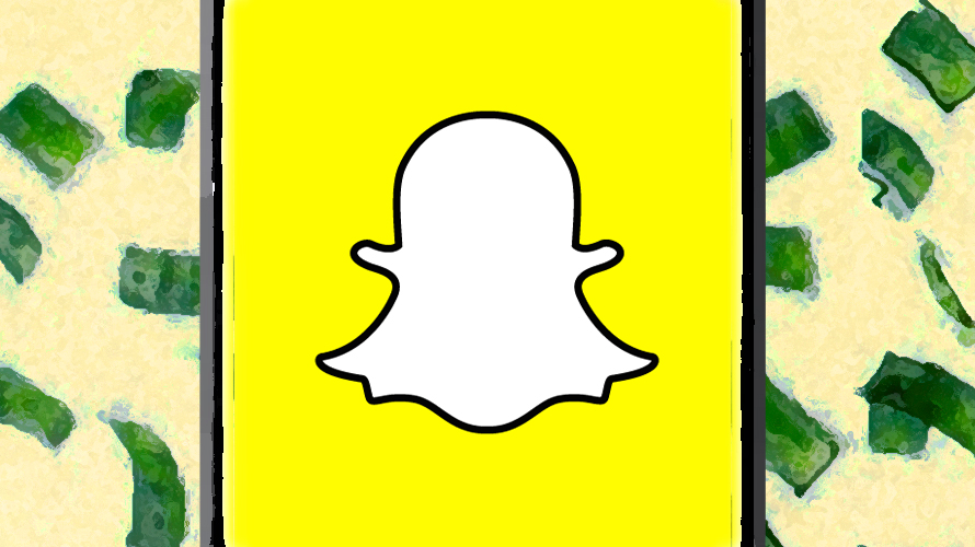snapchat-q2-earnings-CONTENT-2020 snapchat ghost logo with falling money on the isdes