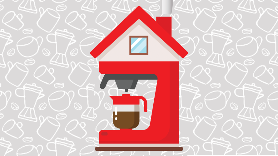 trend-coffee-content-2020 a red coffeemaker on a gray background