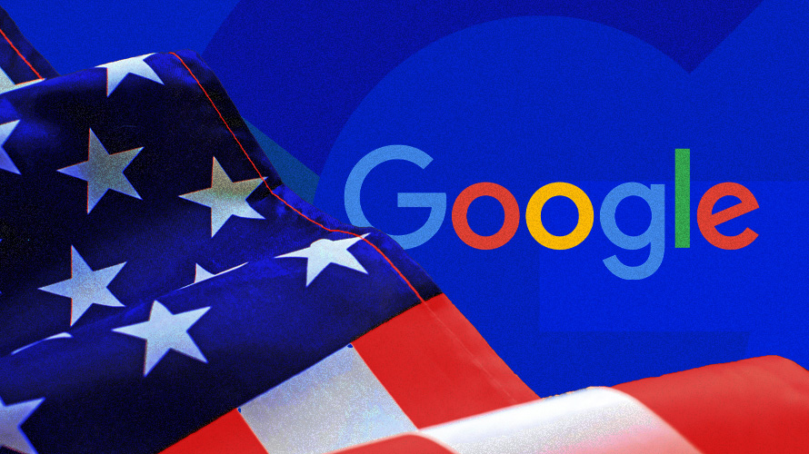 google-political-ads-election-CONTENT-2020 Google logo and the American flag