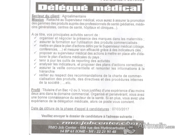 Offre d emploi visiteur medical