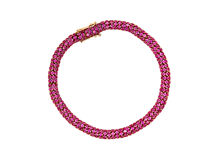 Pink sapphire bracelet in 18k rose gold.