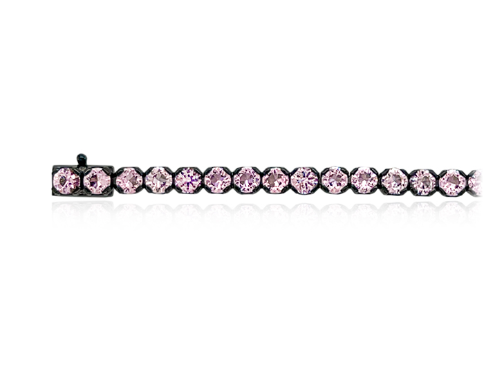 Round Morganite bracelet in 18k white gold.