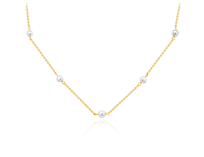 Cultured pearl necklace in 18k yellow gold.