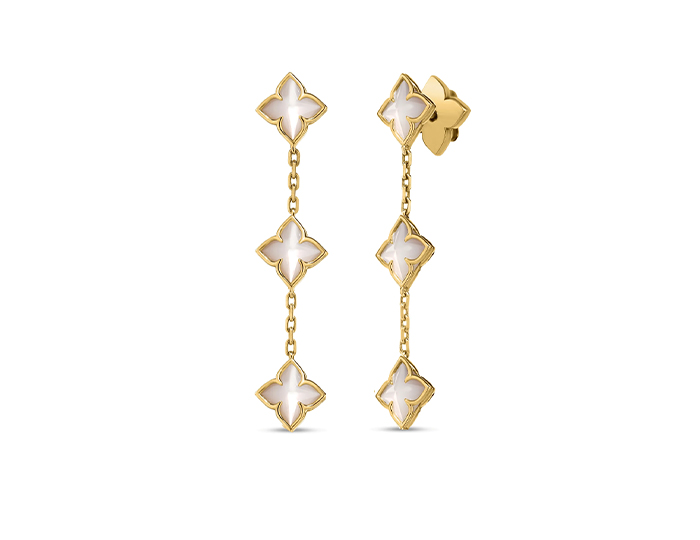 Roberto Coin Venetian Princess collection mother of pearl earrings in 18k yellow gold.
