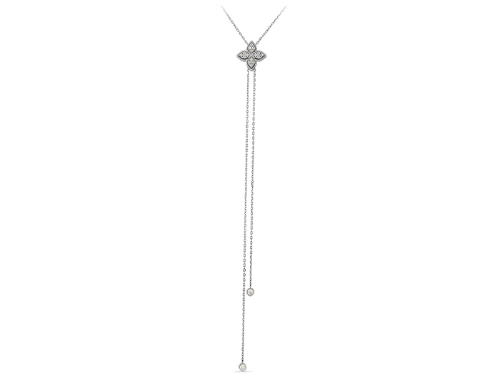 Roberto Coin Venetian Princess collection round brilliant cut diamond necklace in 18k white gold.
