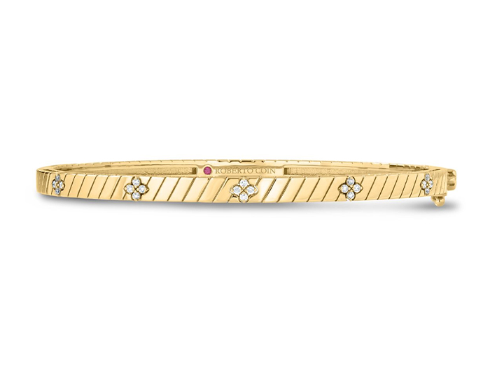 Roberto Coin Love in Verona collection round brilliant cut diamond bracelet in 18k white gold.