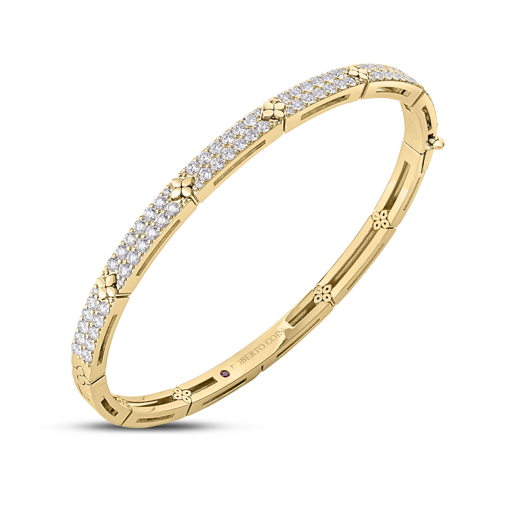Roberto Coin Love in Verona collection round brilliant cut diamond bracelet in 18k yellow gold.