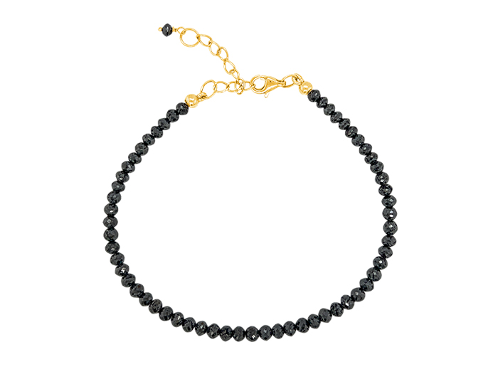 Black diamond beaded bracelet in 18k yellow gold.