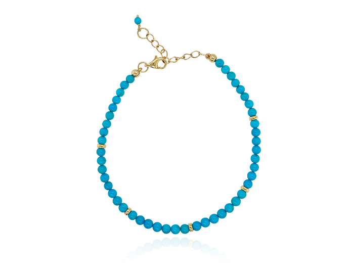 Turquoise and gold beaded bracelet in 18k yellow gold.