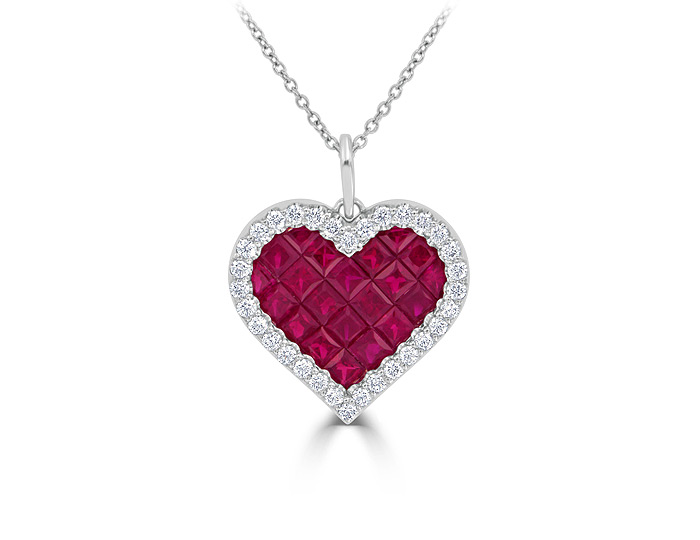 Ruby and round brilliant cut diamond 