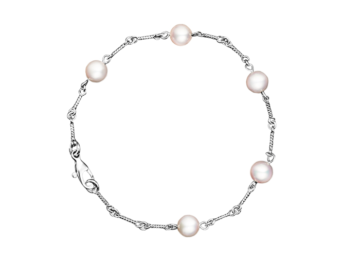 Cultured pearl bracelet in 18k white gold.
