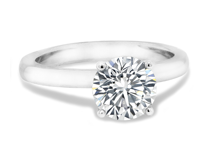 Round brilliant cut diamond engagement ring in platinum.