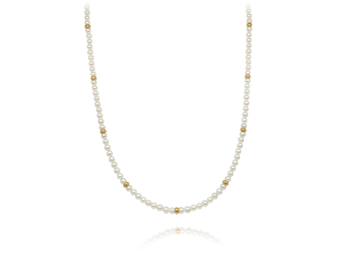 Pearl necklace in 18k yellow gold.