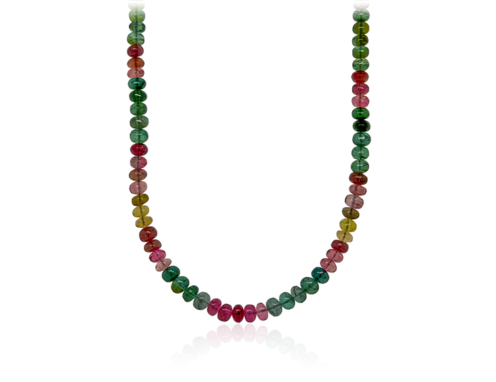 Tourmaline beaded necklace in 18k yellow gold.