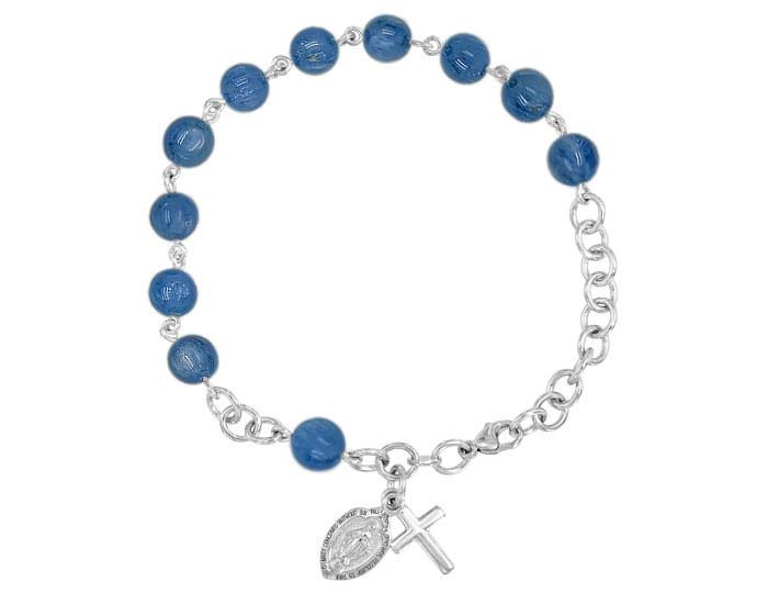 Kyonite handmade rosary bracelet in 18k white gold.