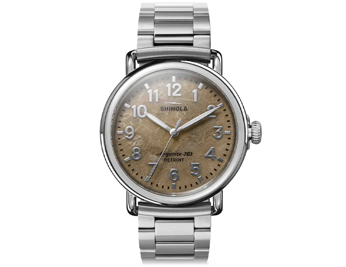 Shinola Runwell 41mm stainless steel bracelet strap watch.