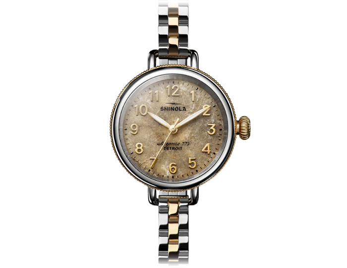 Shinola Birdy petoskey 34mm stainless steel bracelet strap watch.
