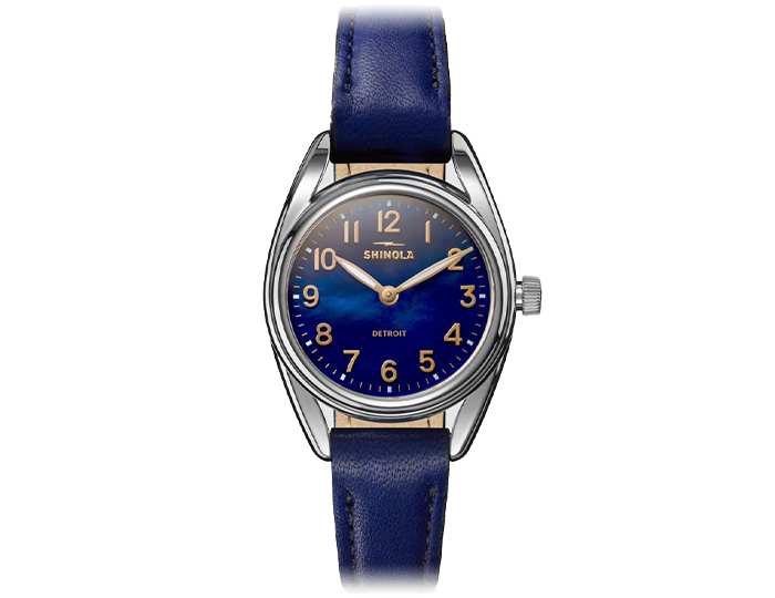 Shinola Derby 30.5mm leather strap watch.