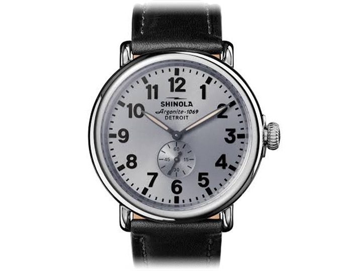 Shinola Runwell 47mm leathers strap watch.