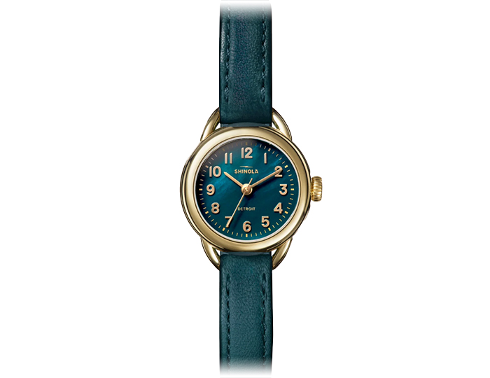Shinola Runwell 25mm leather strap watch.