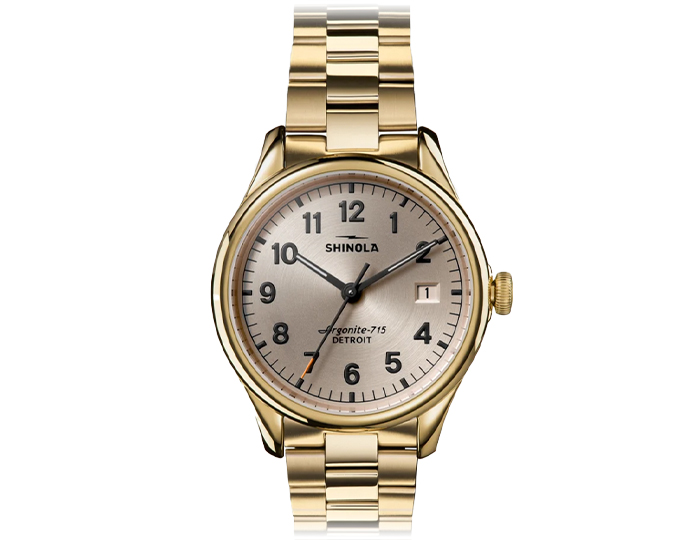 Shinola Vinton 38mm stainless steel bracelet strap watch.