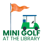 blue golf cart and orange flag