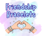 Title and hands making a heart wearing friendship bracelets