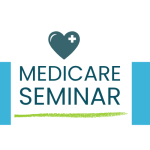 Graphic design Image with a red heart and text "Medicare Seminar".