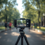 smart phone on a tripod