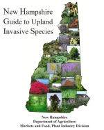 Collage of various plants and trees arranged in the shape of New Hampshire, with text below reading 