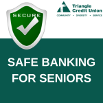 Safe Banking for Seniors text with green shield with checkmark that reads secure