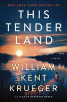 Book cover featuring a painted scene of a lone canoe on a calm, wide river at sunset. Four silhouett