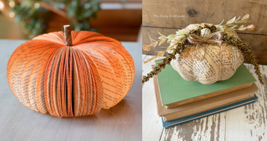 Book Page Pumpkin and Modge Podge Pumpkin