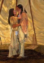 Native American Couple kissing