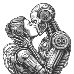 Robot couple kissing