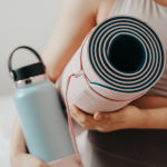 Yoga mat and water bottle