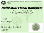 drawings of four floral bouquets with text