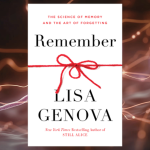 cover of remember by lisa genova on an orange and purple background image of a neuron.
