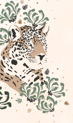 Cheeta surrounded by plants. 