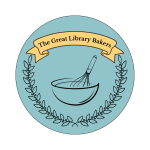 Image shows a banner that says The Great Library Bakers. Underneath there is a bowl with a whisk and