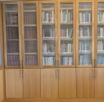 This shows a book case from the Underwood Room.