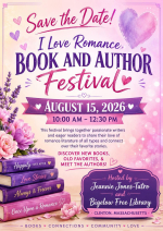 pink and purple with book titles and hearts