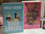 Bedazzled book covers for Emily Henry's Book Lovers and Sarah J. Maas' A Court of Wings and Ruin
